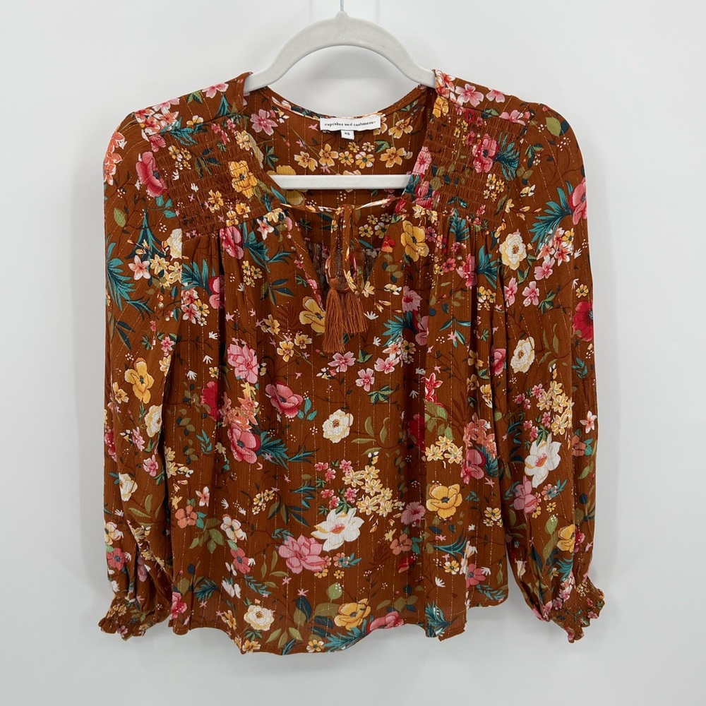 Cupcakes & Cashmere floral smocked peasant top